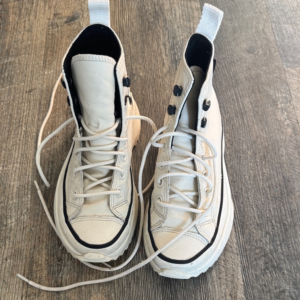 Converse Women's Cream High-Top Lace-Up Sneakers with Black Trim